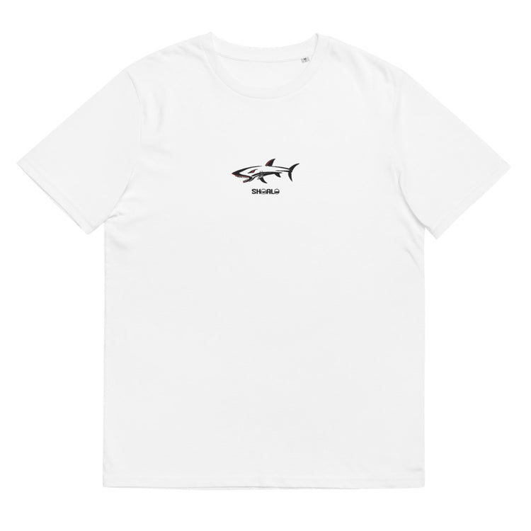 SHOALO - Embroidered Shark Organic Cotton Men's T-Shirt - Various Colours